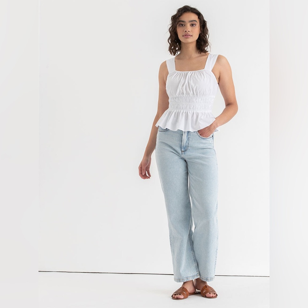 Anthropologie White Peplum Top